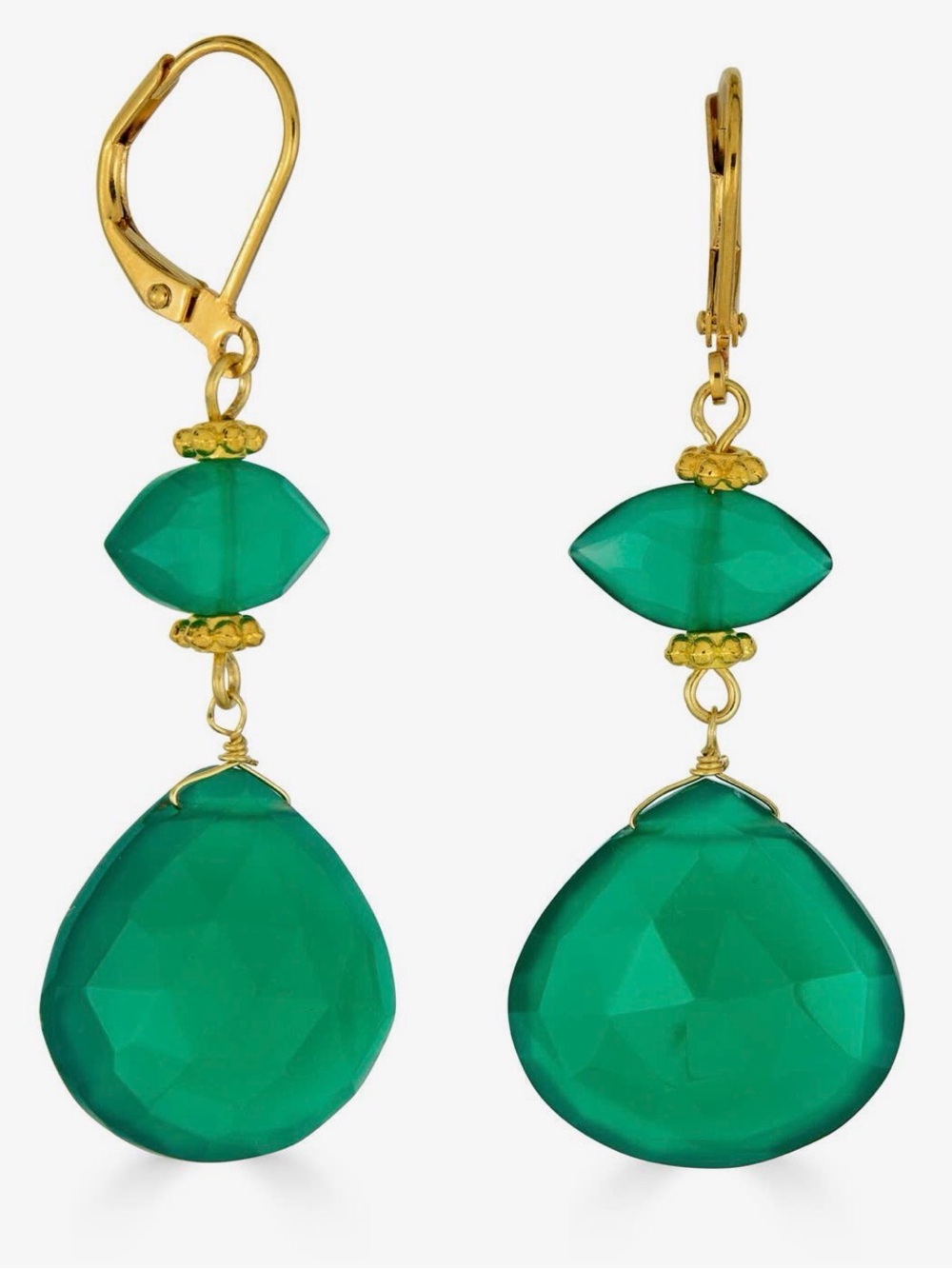 Rachel Reinhardt 14k gold Gold green onyx double drop earrings NWT $95